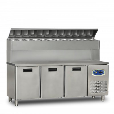 PIMAK-TURCO | 22TBF3S-PY70 3 KAPILI YUKSEK MONTE PIZZA HAZIRLIK DOLABI