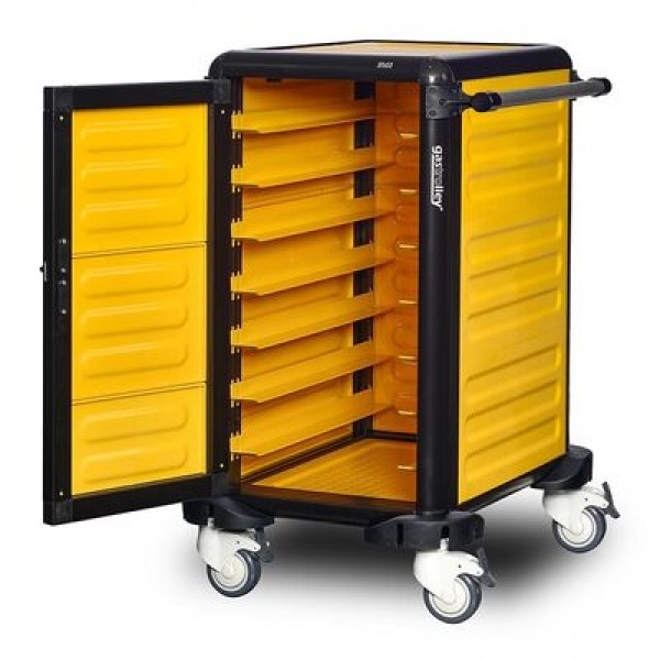 PIMAK-TURCO | GASTROLLEY 75 TEKLI SERVIS TEPSI ARABASI, 2 YANI VE ARKASI KAPALI, KAPILI, 57X75X99 CM